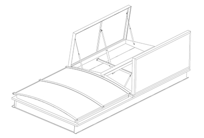 三角型電動(dòng)采光排煙天窗（上開(kāi)式）窗扇開(kāi)啟方向示意圖